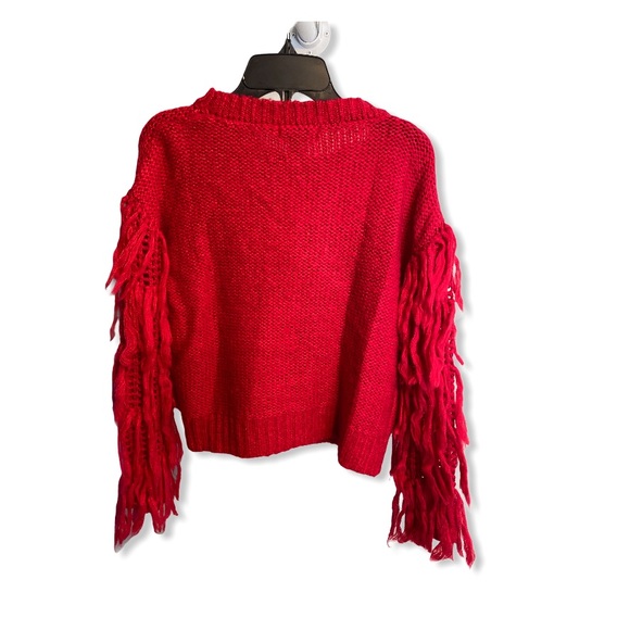Love by Design Fringe Sleeve Sweater Red - Picture 5 of 7